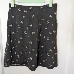 Black and purple rose vintage floral circle skirt